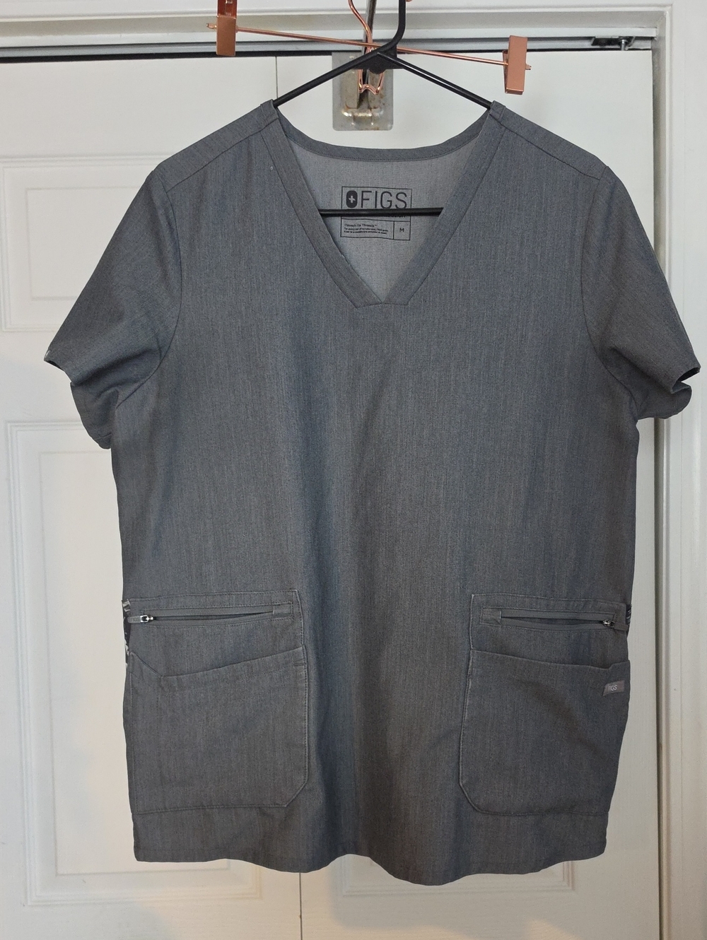 Figs Charcoal Gray V-Neck Scrub Top